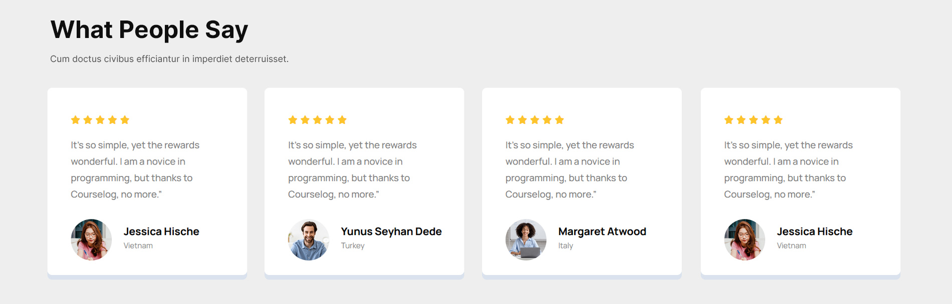 Theme home page testimonials section preview