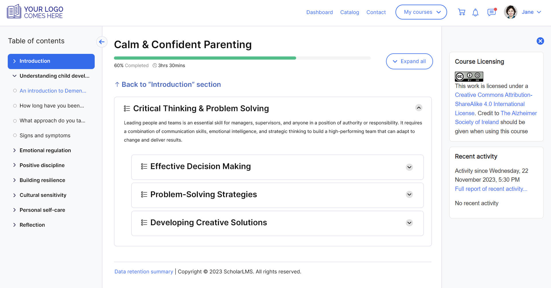 Learner - Course page - Fexible Individual Topic