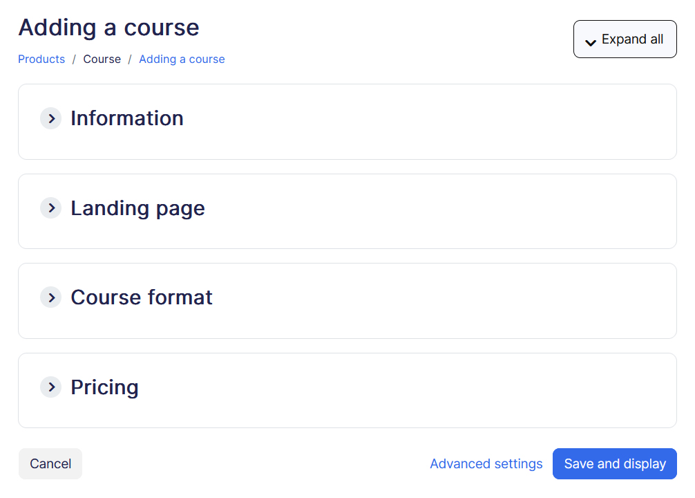 Adding new course page